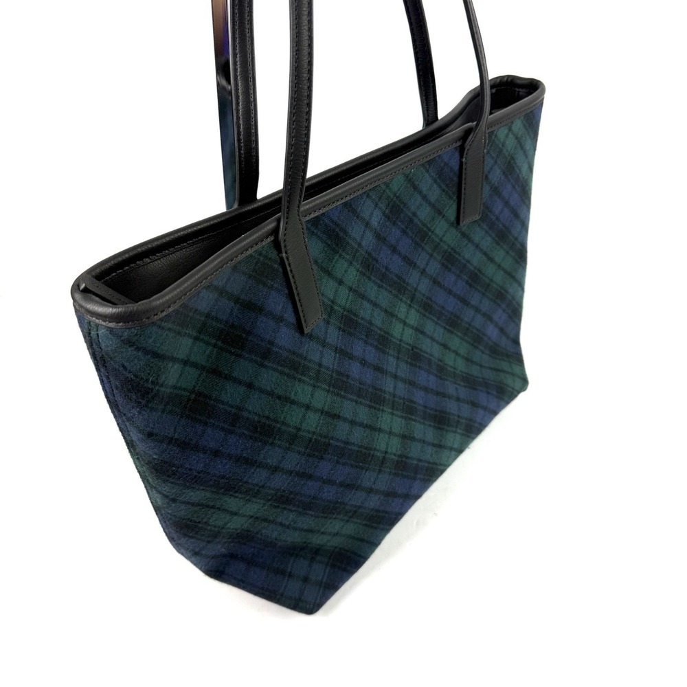 Talbots Tartan Plaid Tote Bag Blue Green Handbag Preppy Everyday Brand New - Picture 5 of 15